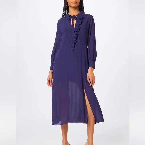 NWT Ted Baker Faithiy long sleeve Midi Dress in dark navy size 2 - Picture 1 of 8